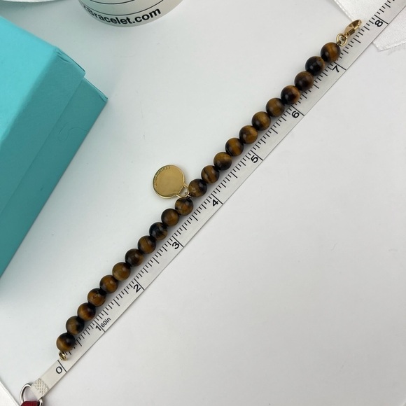 SUPER RARE Return to Tiffany & Co. 8mm Tigers Eye Bead Bracelet 18k Yellow Gold - Picture 6 of 6